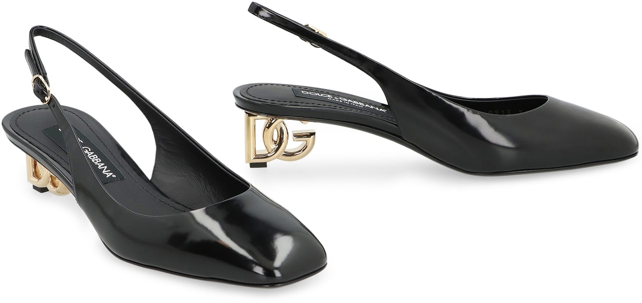 Dolce & Gabbana Patent leather slingback pumps Zwart