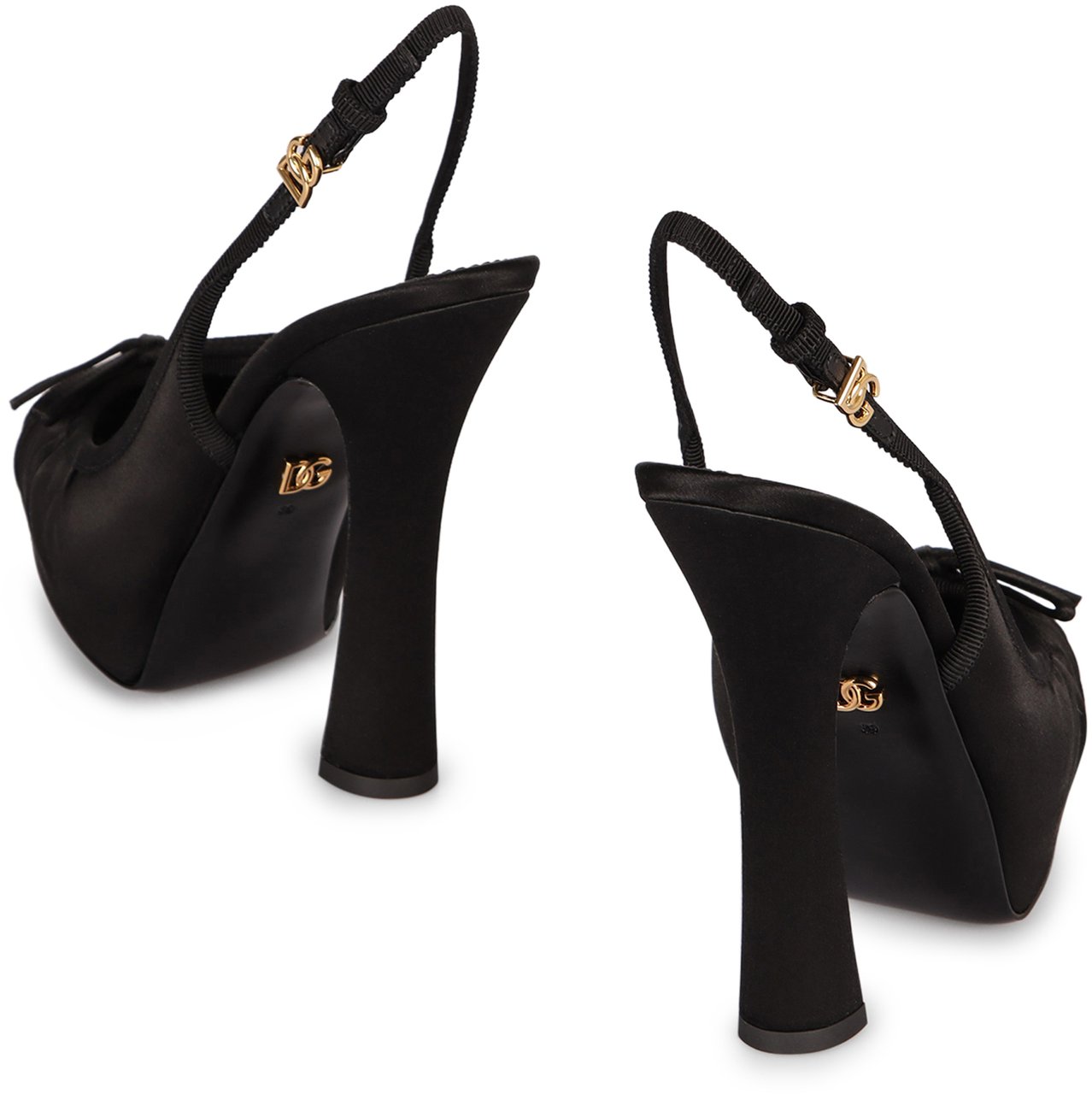 Dolce & Gabbana Satin slingback pumps Zwart