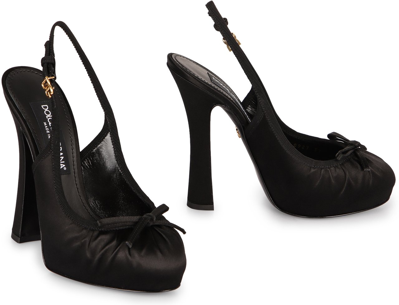 Dolce & Gabbana Satin slingback pumps Zwart