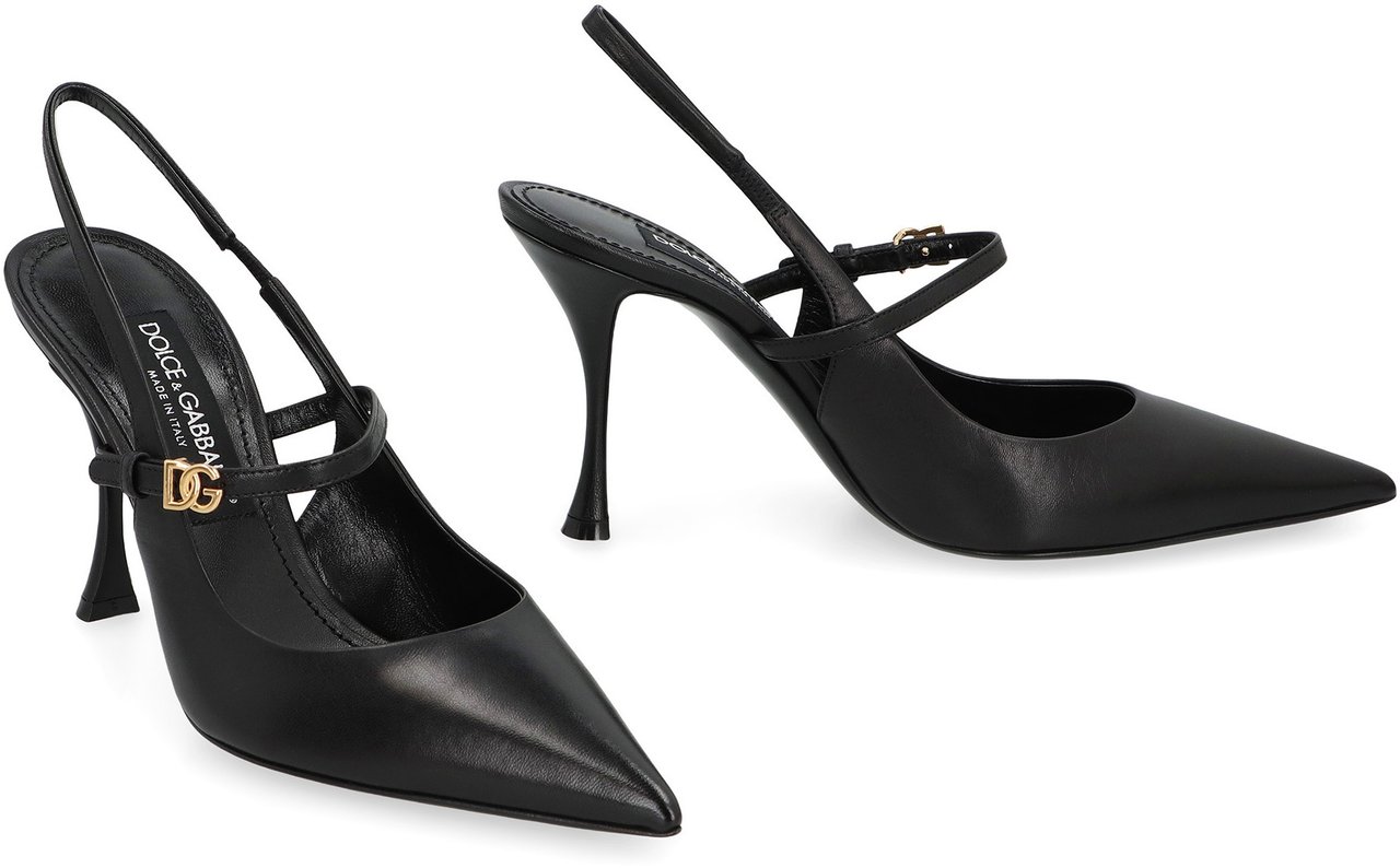 Dolce & Gabbana Slingback in leather Zwart