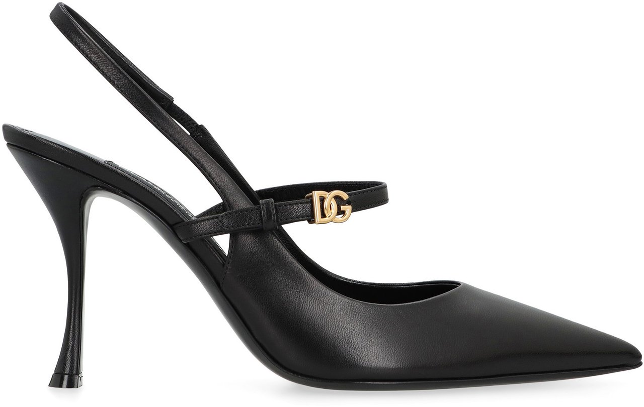 Dolce & Gabbana Slingback in leather Zwart