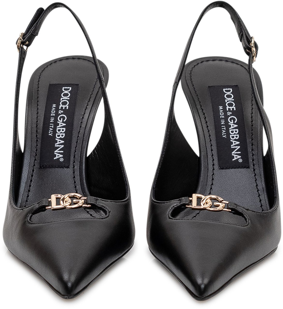 Dolce & Gabbana Slingback Nappa Seta con Tacco Alto e Punta Affusolata Zwart