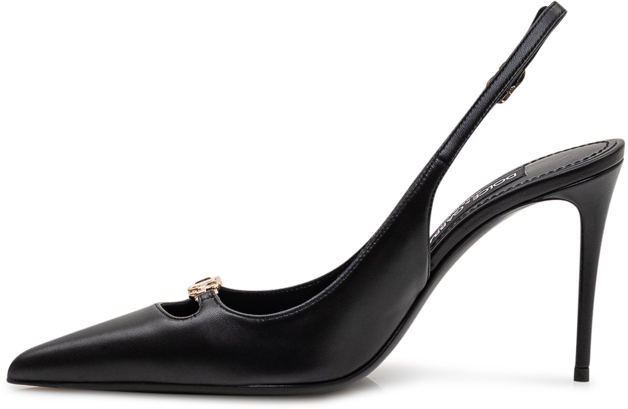 Dolce & Gabbana Slingback Nappa Seta con Tacco Alto e Punta Affusolata Zwart