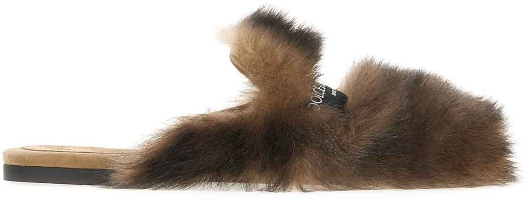 Dolce & Gabbana Dolce&gabbana Brown shearling slippers Bruin