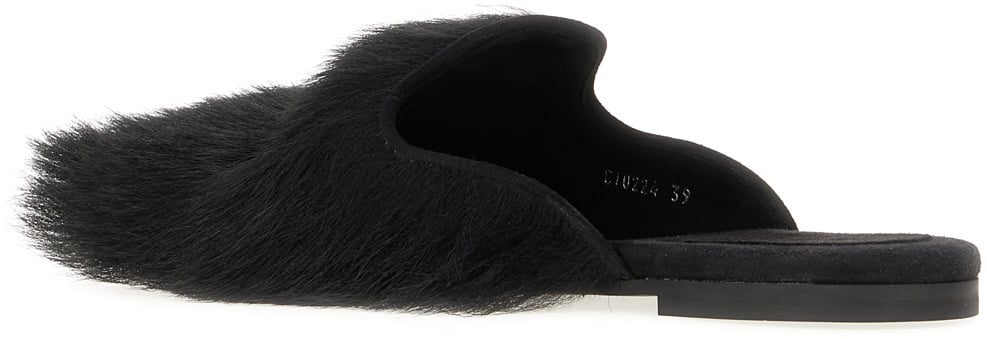 Dolce & Gabbana Dolce&gabbana Black fur slippers Zwart