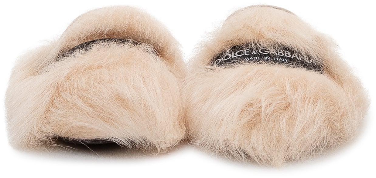 Dolce & Gabbana Sabot Mule con Fascia in Pelliccia Wit