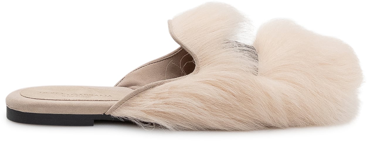 Dolce & Gabbana Sabot Mule con Fascia in Pelliccia Wit