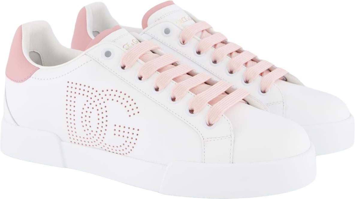 Dolce & Gabbana Dolce&Gabbana Dames Portofino Sneaker Wit/Roze Wit