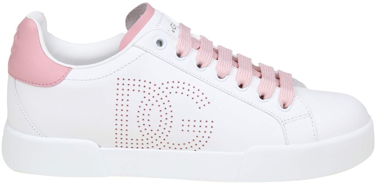 Dolce & Gabbana Dolce & gabbana portofino light sneakers in white and pink leather Wit