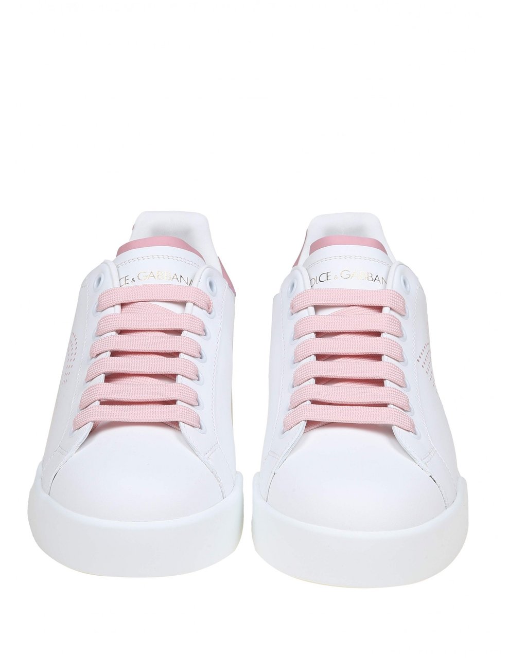 Dolce & Gabbana Dolce & gabbana portofino light sneakers in white and pink leather Wit