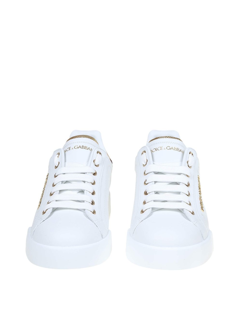Dolce & Gabbana Dolce & gabbana portofino sneakers in white leather with logo pearl Wit
