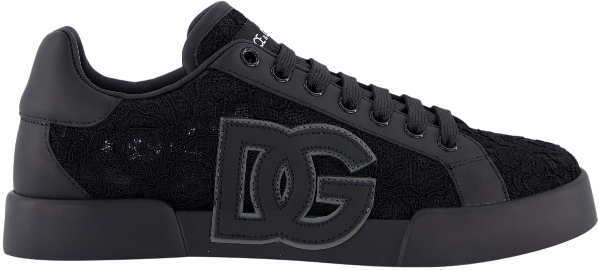 Dolce & Gabbana Dames Portofino Logo Sneaker Zwart Zwart