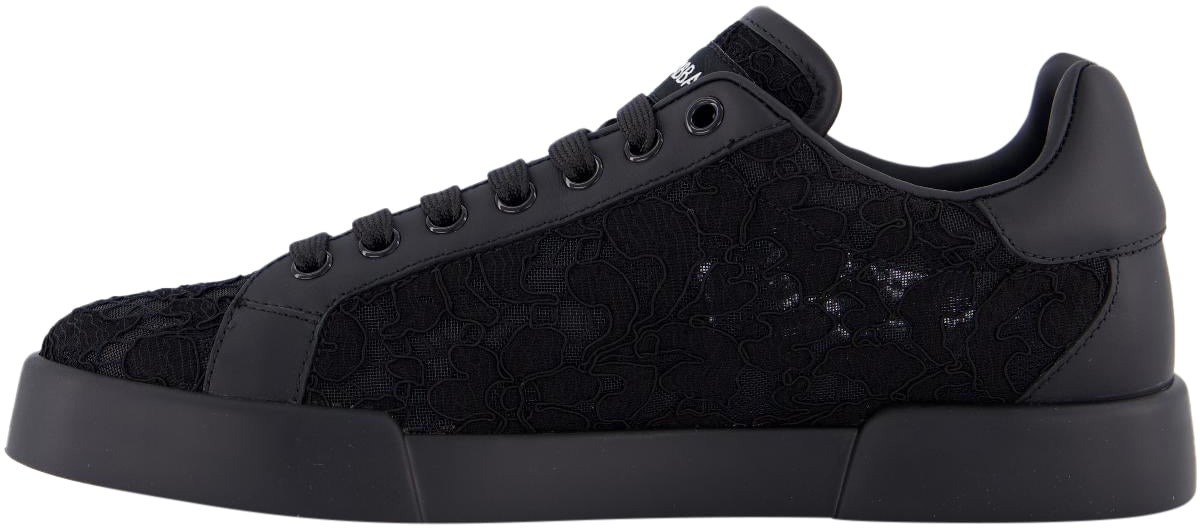 Dolce & Gabbana Dames Portofino Logo Sneaker Zwart Zwart
