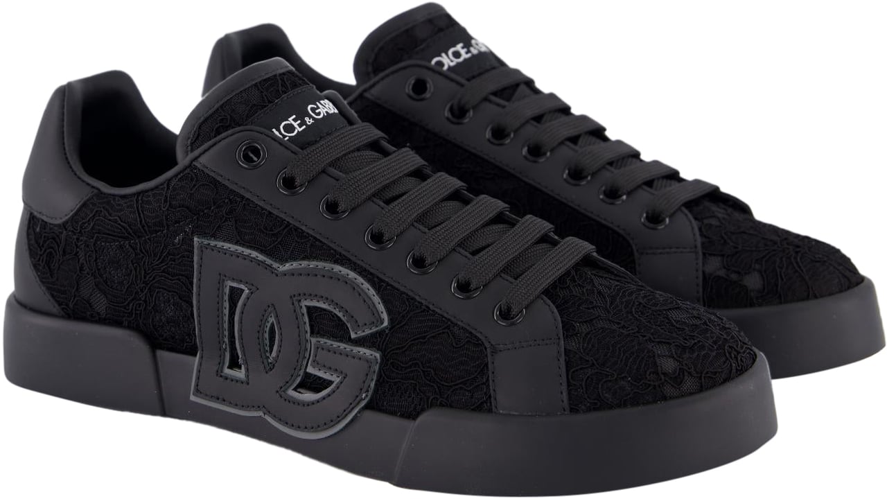 Dolce & Gabbana Dames Portofino Logo Sneaker Zwart Zwart