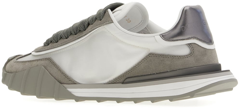 Dolce & Gabbana Dolce&gabbana Two-tone leather and nylon Rhinestone sneakers Divers