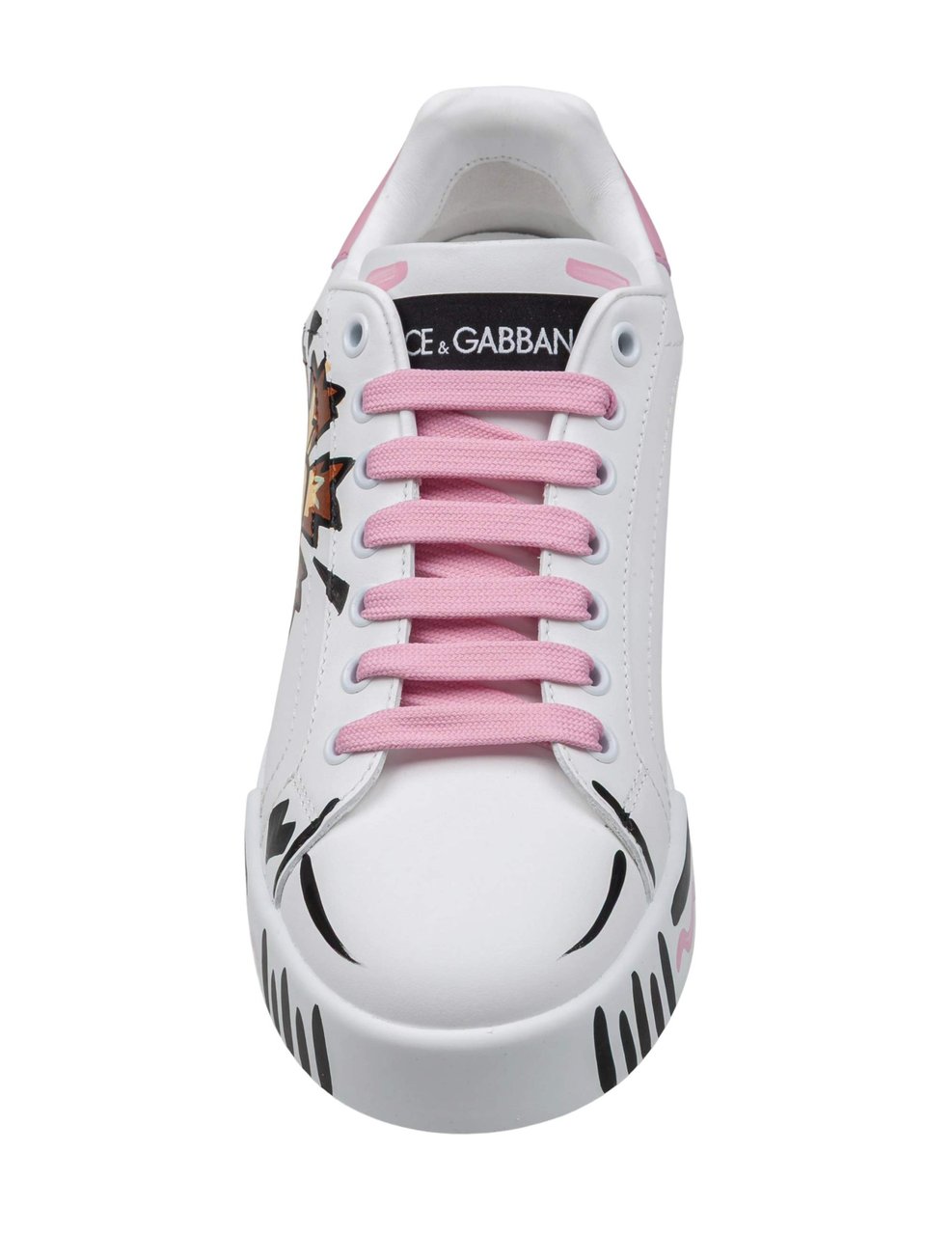 Dolce & Gabbana Dolce & gabbana hand-painted white leather sneakers Wit