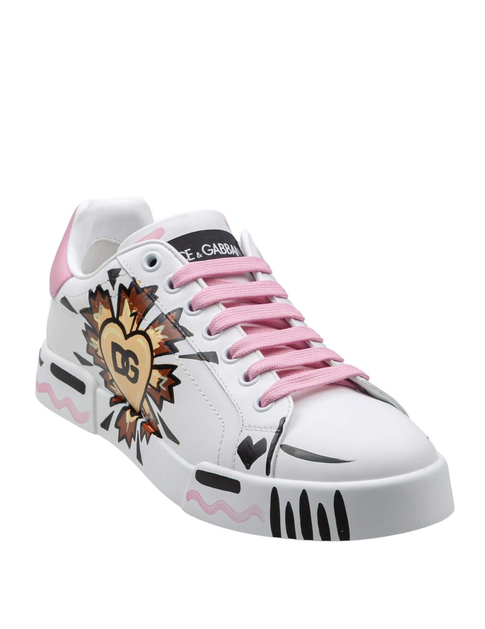 Dolce & Gabbana Dolce & gabbana hand-painted white leather sneakers Wit