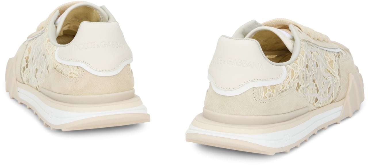 Dolce & Gabbana Low-top sneakers with lace inserts Beige
