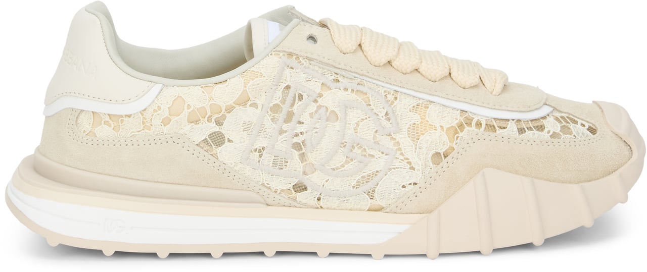 Dolce & Gabbana Low-top sneakers with lace inserts Beige