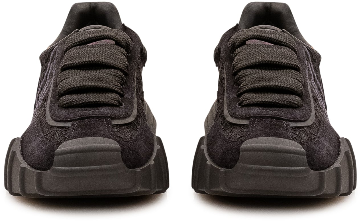 Dolce & Gabbana Sneakers Basse con Ricamo Laterale Donkergrijs