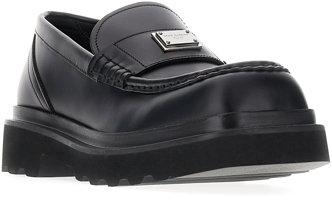 Dolce & Gabbana Dolce&gabbana Black leather Ho-Trekking loafers Zwart