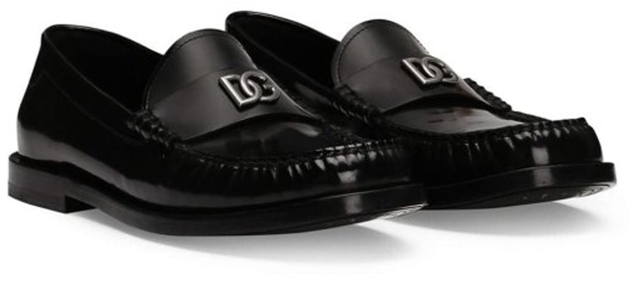 Dolce & Gabbana Dolce & Gabbana Leather Logo Loafers Zwart
