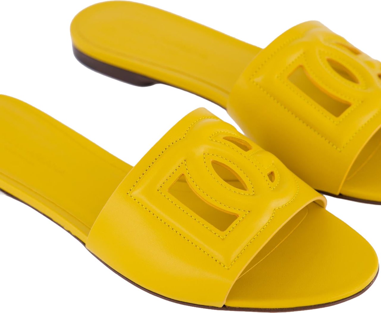 Dolce & Gabbana Dolce&Gabbana Dames D&G Logo Flat Slide Geel Neutraal