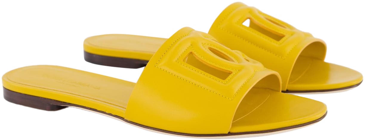 Dolce & Gabbana Dames D&G Logo Flat Slide Geel Neutraal