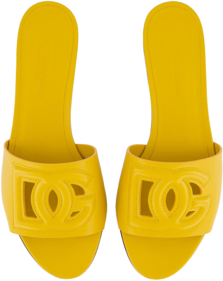 Dolce & Gabbana Dames D&G Logo Flat Slide Geel Neutraal