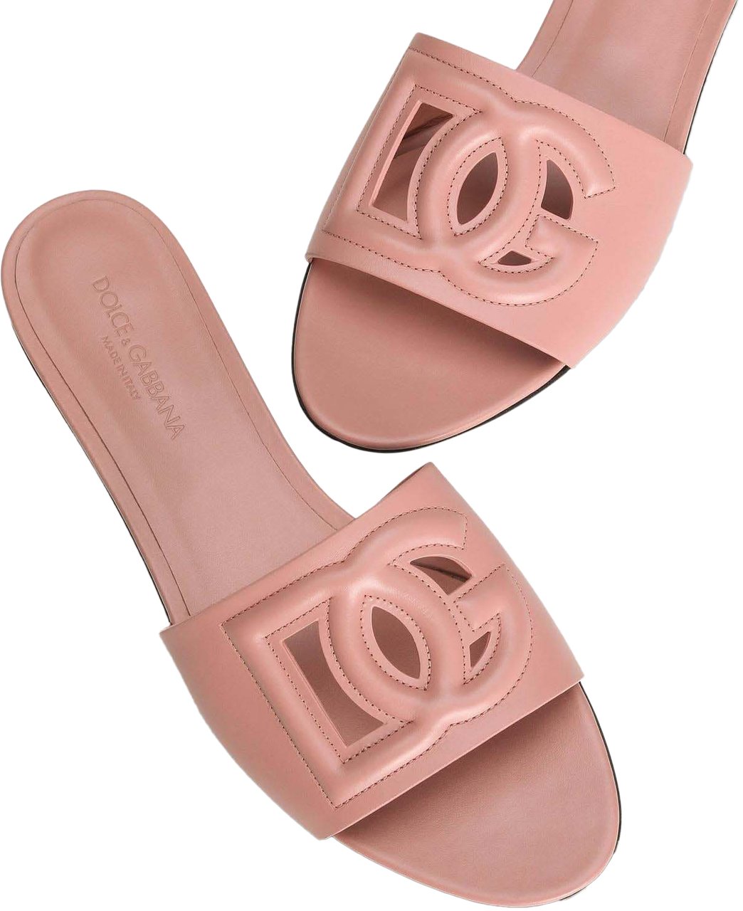 Dolce & Gabbana Dames DG Logo Leren Slippers Roze Roze