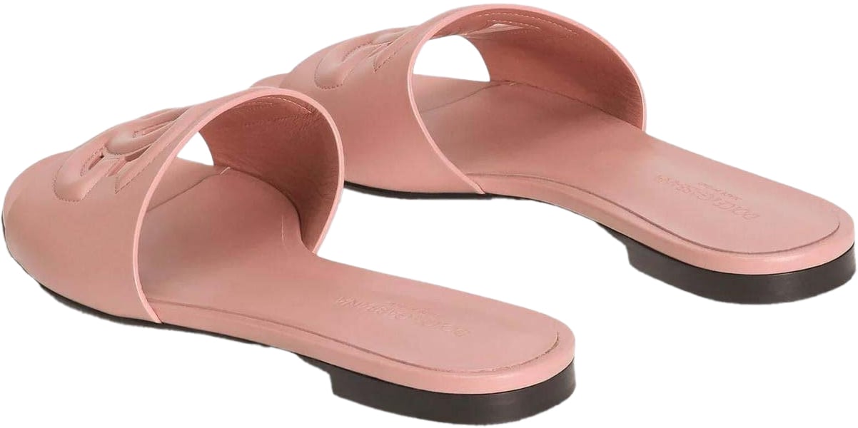 Dolce & Gabbana Dames DG Logo Leren Slippers Roze Roze