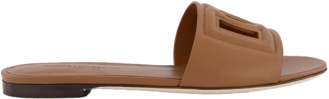 Dolce & Gabbana Dames D&G Logo Flat Slides Bruin Bruin