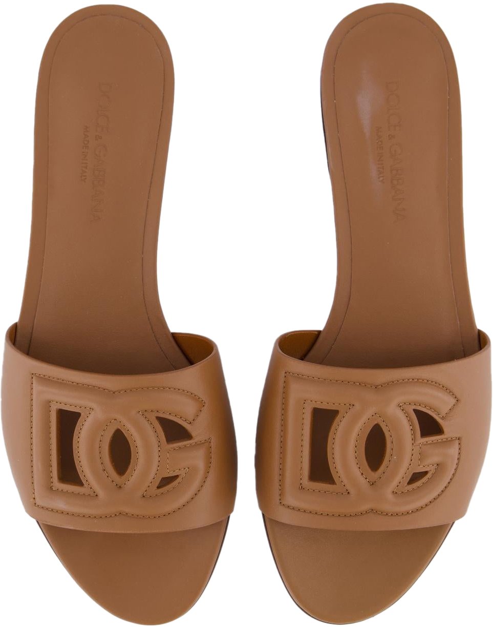 Dolce & Gabbana Dames D&G Logo Flat Slides Bruin Bruin