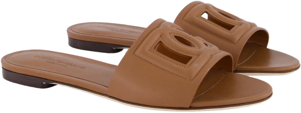 Dolce & Gabbana Dames D&G Logo Flat Slides Bruin Bruin