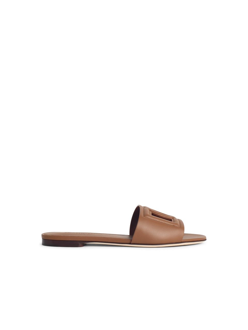 Dolce & Gabbana Brown Leather Slipper Bruin