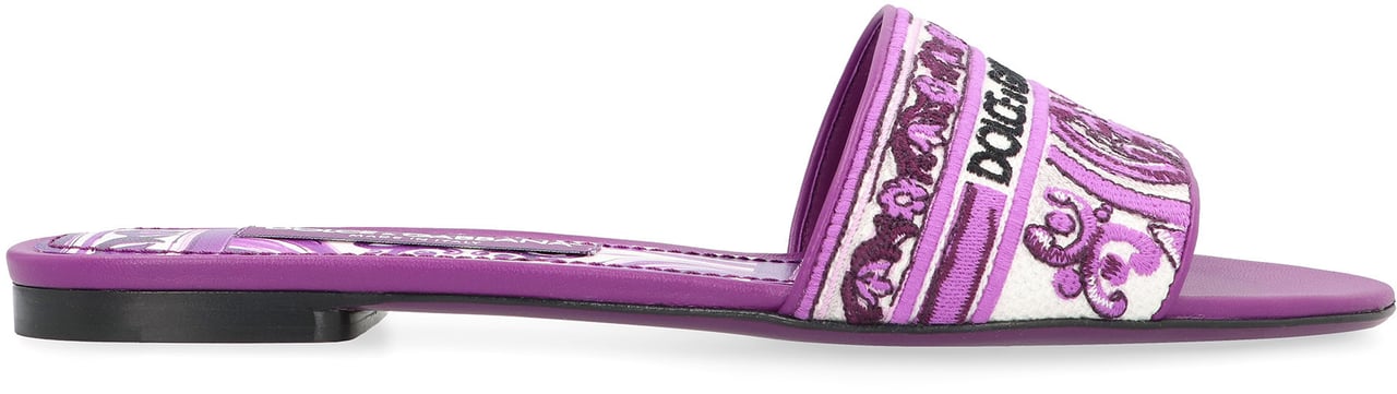 Dolce & Gabbana Leather and fabric slides Paars