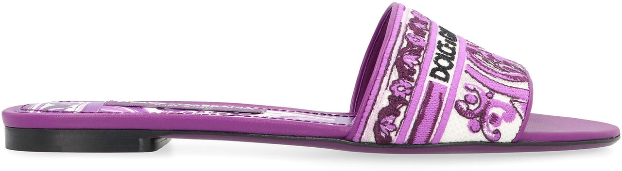 Dolce & Gabbana Leather and fabric slides Paars