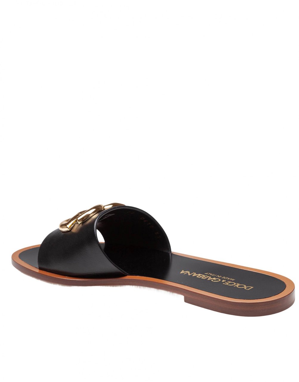Dolce & Gabbana Dolce & gabbana calfskin flat slipper with black logo Zwart