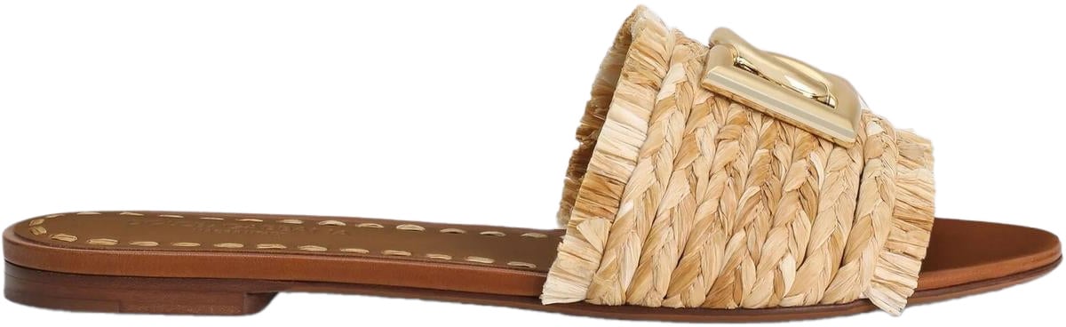 Dolce & Gabbana Dames Rafia Braided Slipper Beige Beige