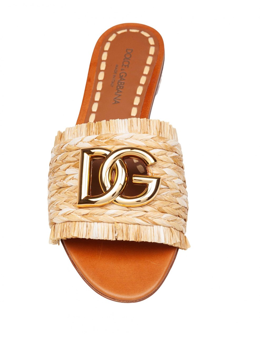 Dolce & Gabbana Dolce & gabbana raffia slipper with logo Bruin