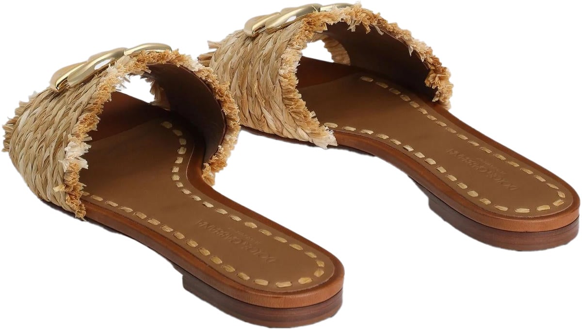 Dolce & Gabbana Dames Rafia Braided Slipper Beige Beige