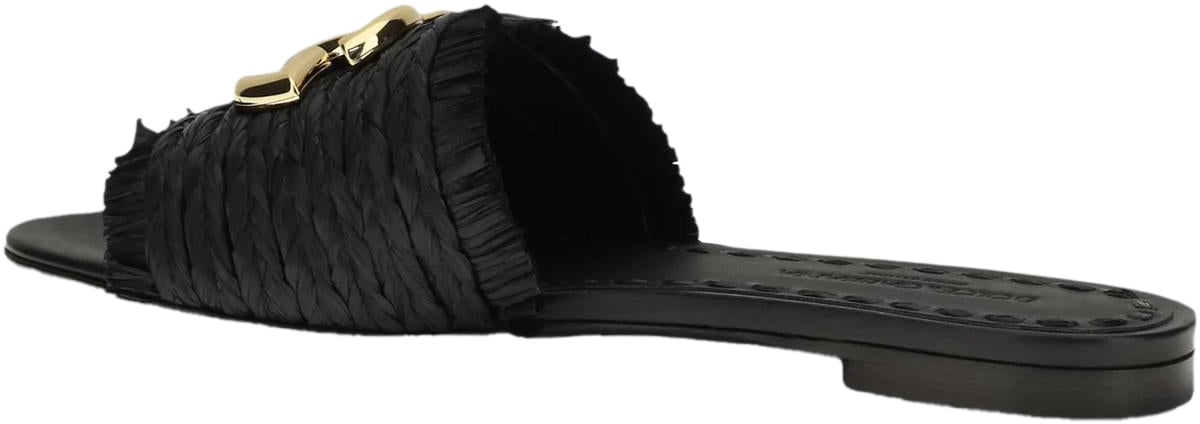 Dolce & Gabbana Dames Raffia Braided Slipper Zwart Zwart