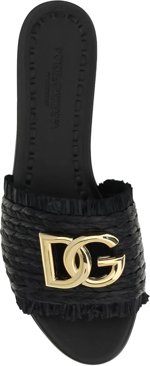 Dolce & Gabbana Dames Raffia Braided Slipper Zwart Zwart
