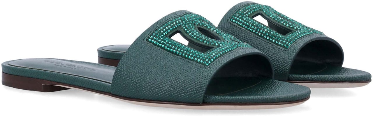 Dolce & Gabbana Flat Dg Slide Verde Groen