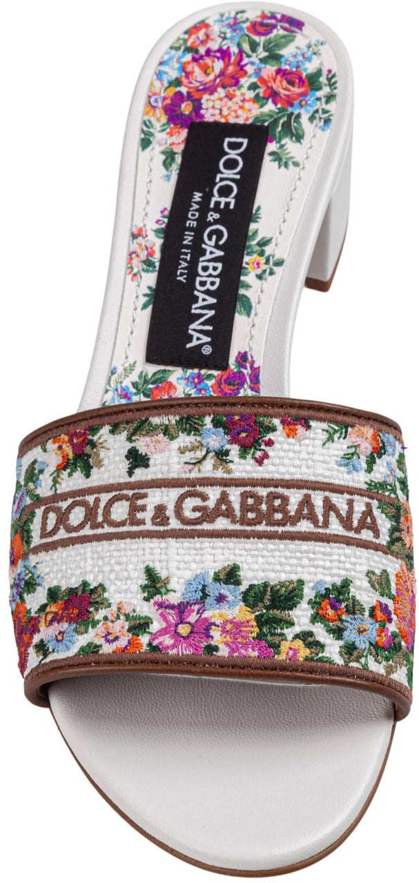 Dolce & Gabbana Dolce & gabbana heeled slipper with thread embroidery Wit