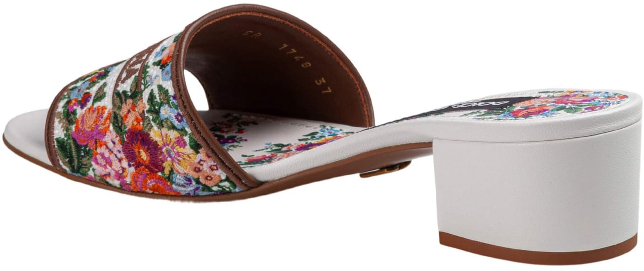 Dolce & Gabbana Dolce & gabbana heeled slipper with thread embroidery Wit