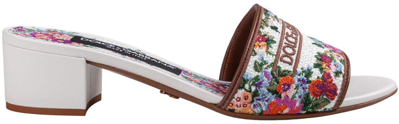 Dolce & Gabbana Dolce & gabbana heeled slipper with thread embroidery Wit