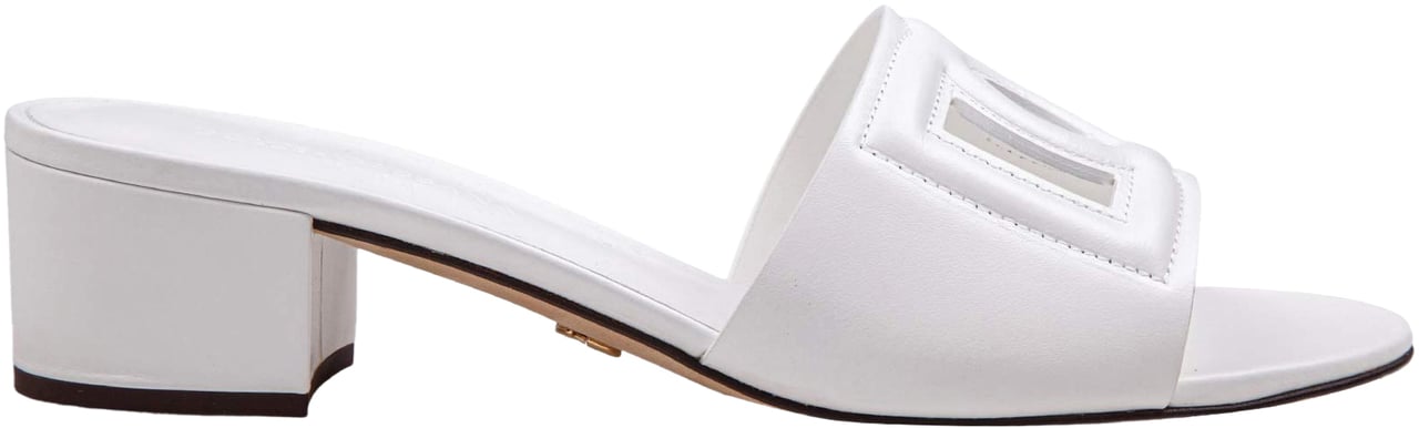 Dolce & Gabbana Dolce & gabbana white leather mule with dg logo Wit