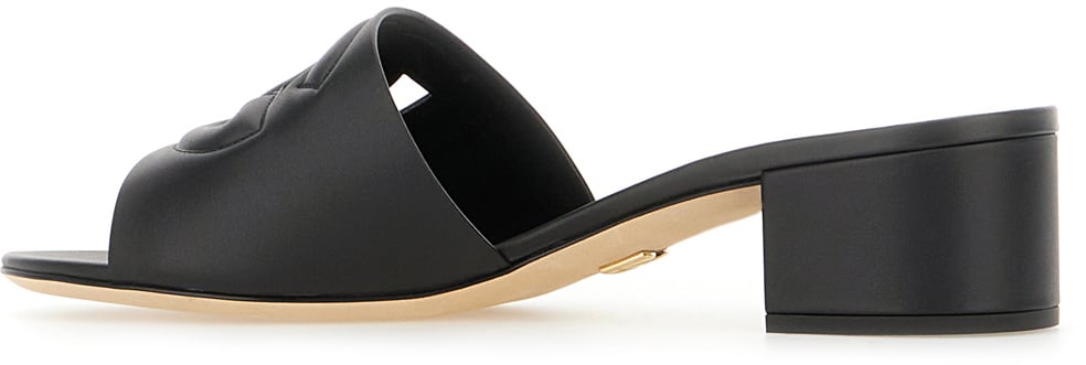 Dolce & Gabbana Dolce&gabbana Black leather slippers Zwart
