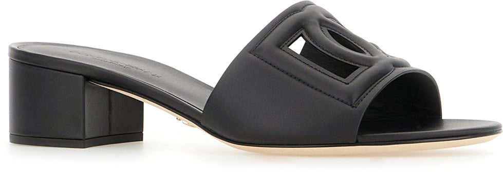 Dolce & Gabbana Dolce&gabbana Black leather slippers Zwart